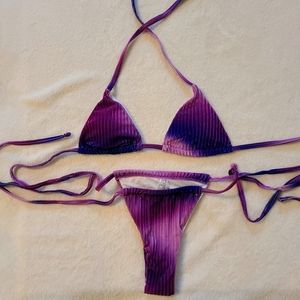 Sexy velvety textured string bikini